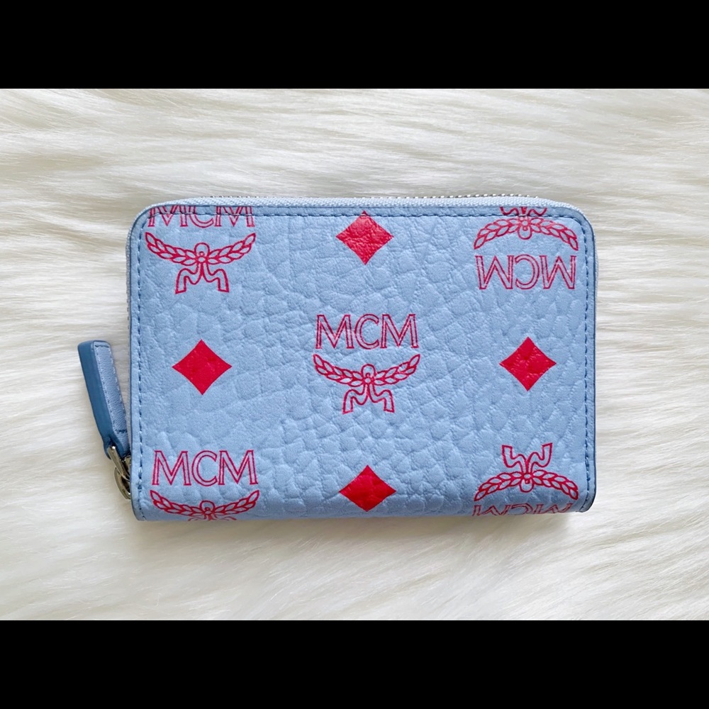 SOLD MCM Zip Around Card Wallet in Blue Bell